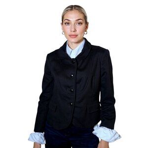 J.Crew Black Wool Blazer – Women’s Small Fitted Jacket, Button Front